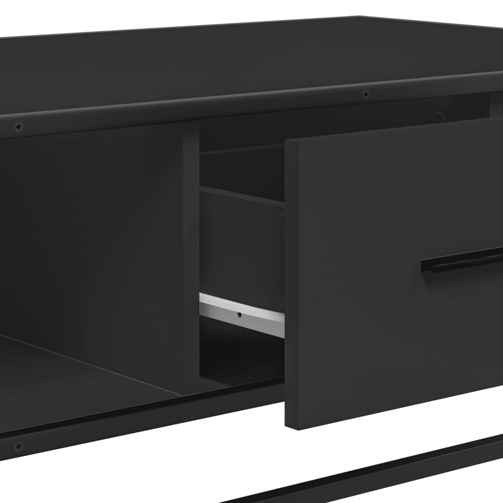 Table basse noir 100x57x35 cm bois d’ingénierie et métal - Tables basses