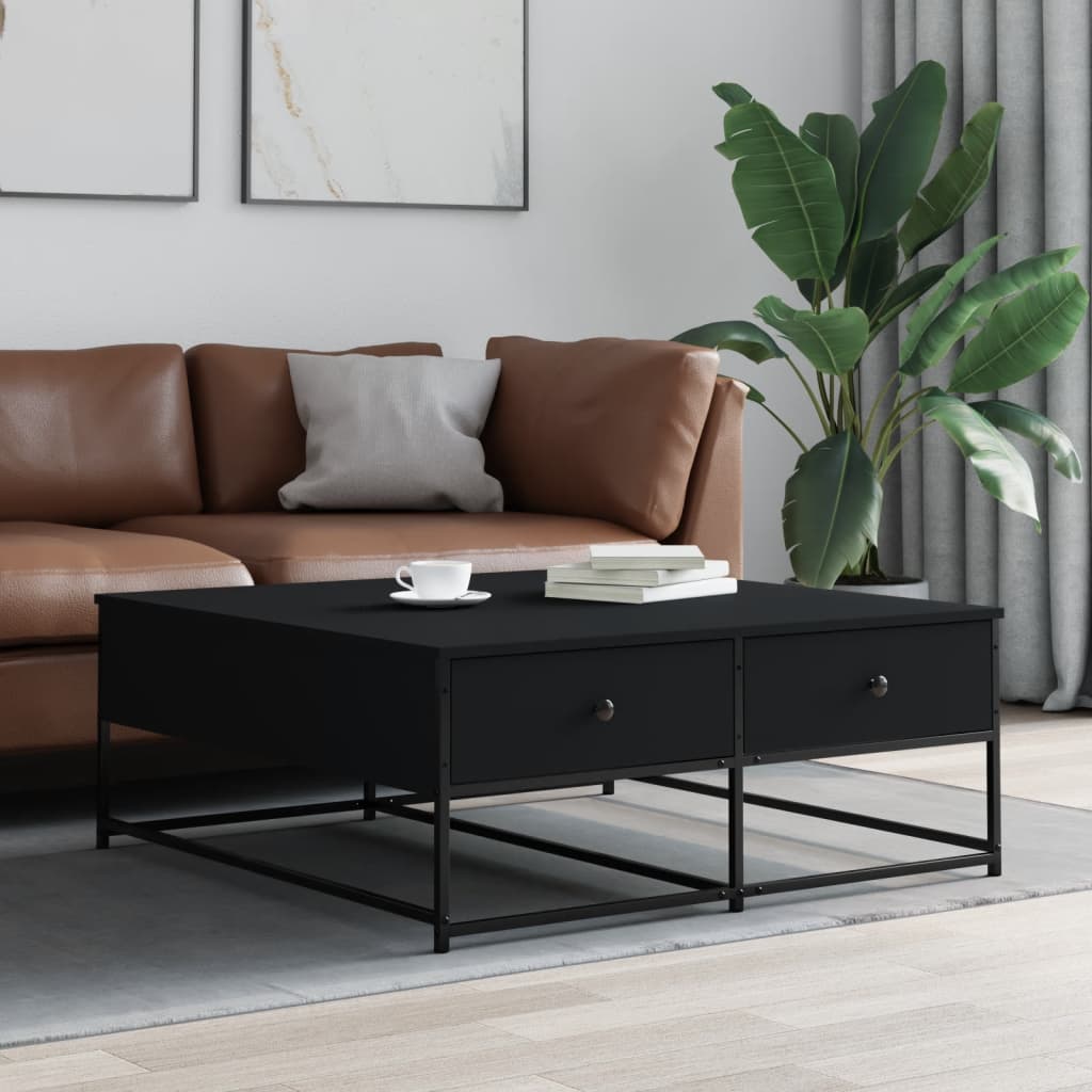 Table basse noir 100x99x40 cm bois d’ingénierie - Tables basses