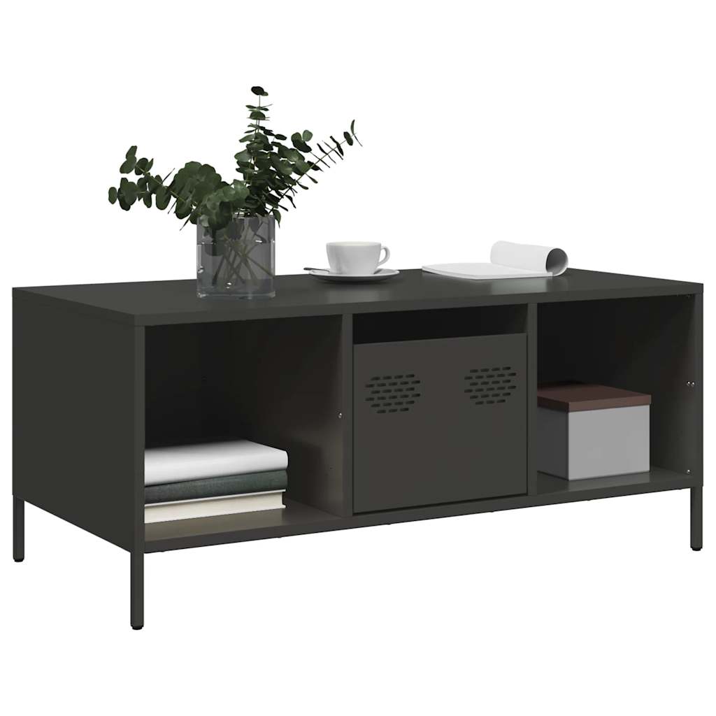Table basse noir 101,5x50x43,5 cm acier laminé à froid - Tables basses