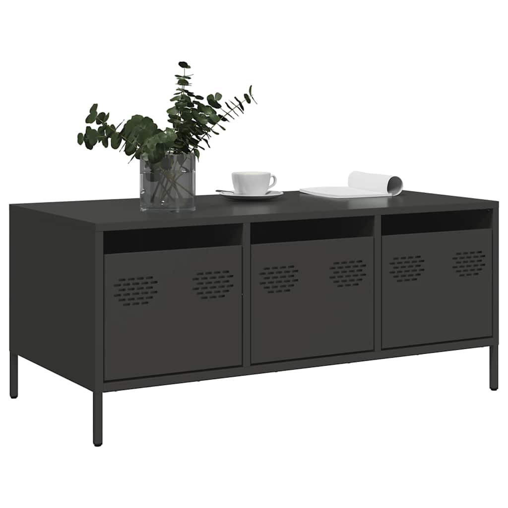 Table basse noir 101,5x50x43,5 cm acier laminé à froid - Tables basses