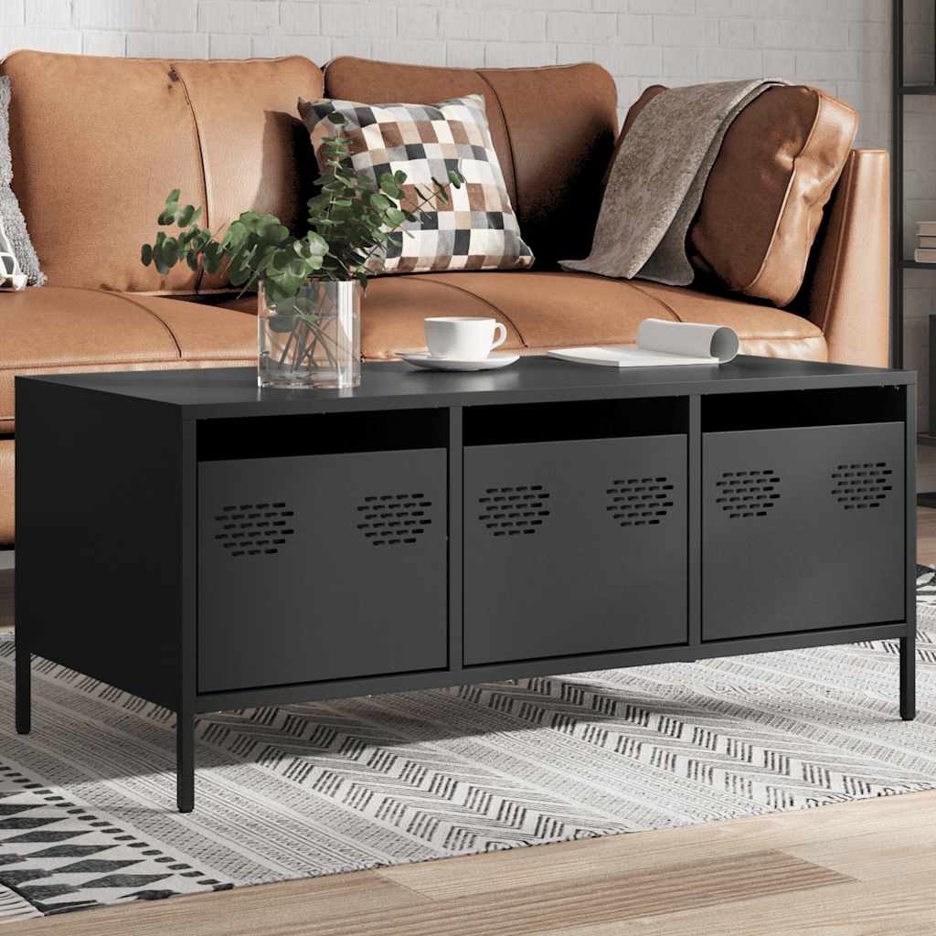 Table basse noir 101,5x50x43,5 cm acier laminé à froid - Tables basses