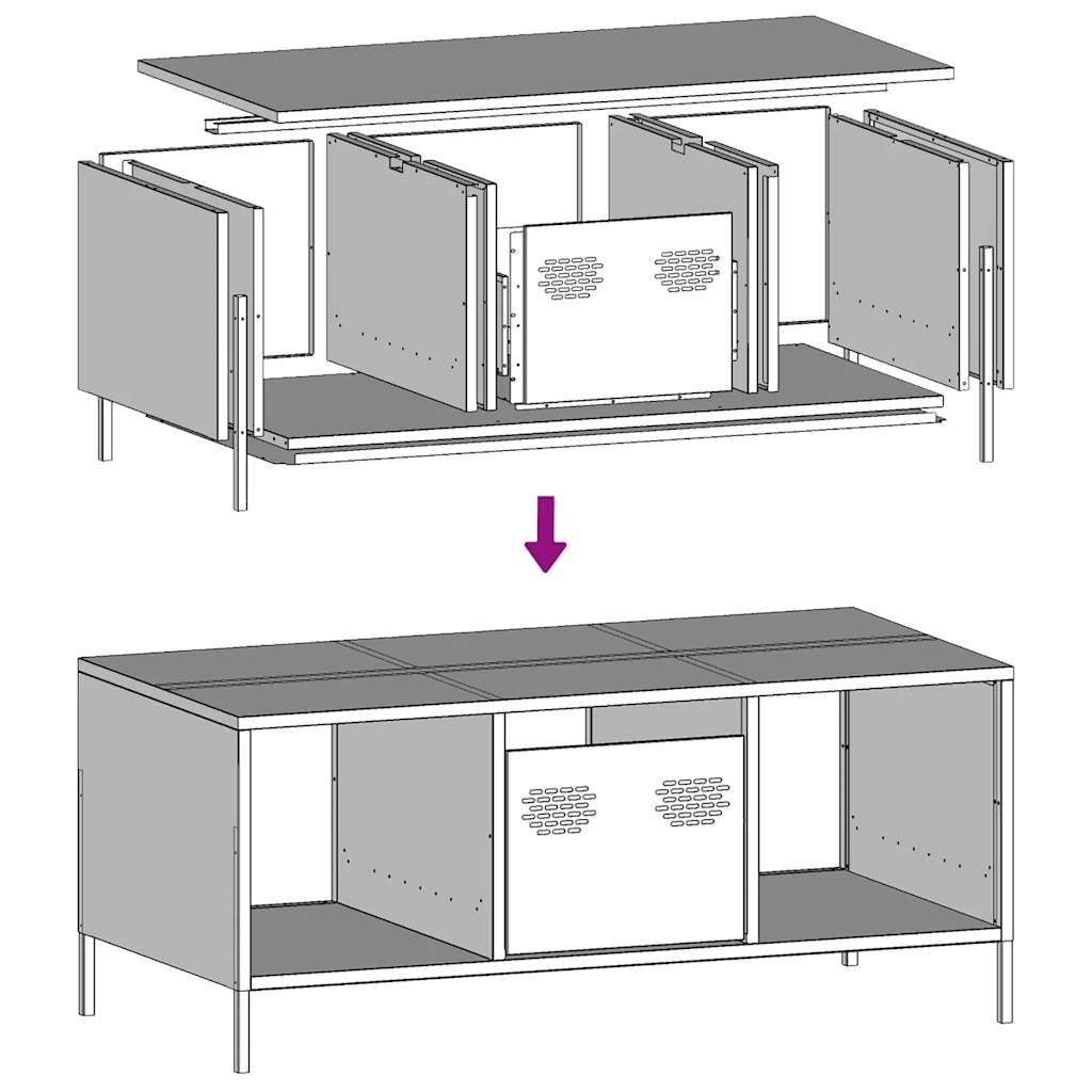 Table basse noir 101,5x50x43,5 cm acier laminé à froid - Tables basses
