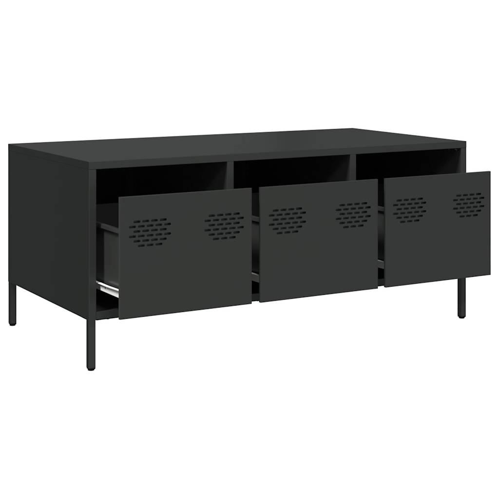 Table basse noir 101,5x50x43,5 cm acier laminé à froid - Tables basses