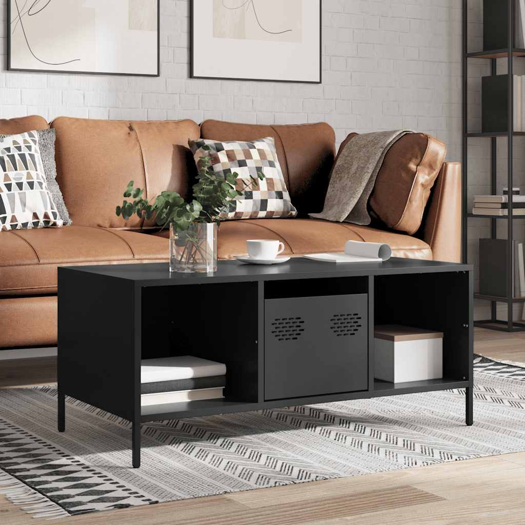 Table basse noir 101,5x50x43,5 cm acier laminé à froid - Tables basses