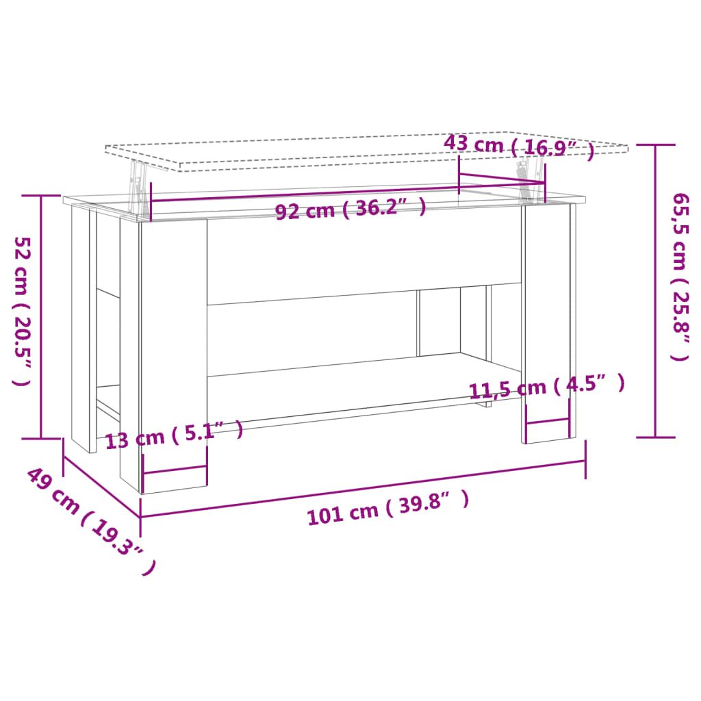 Table basse noir 101x49x52 cm bois d’ingénierie - Tables basses