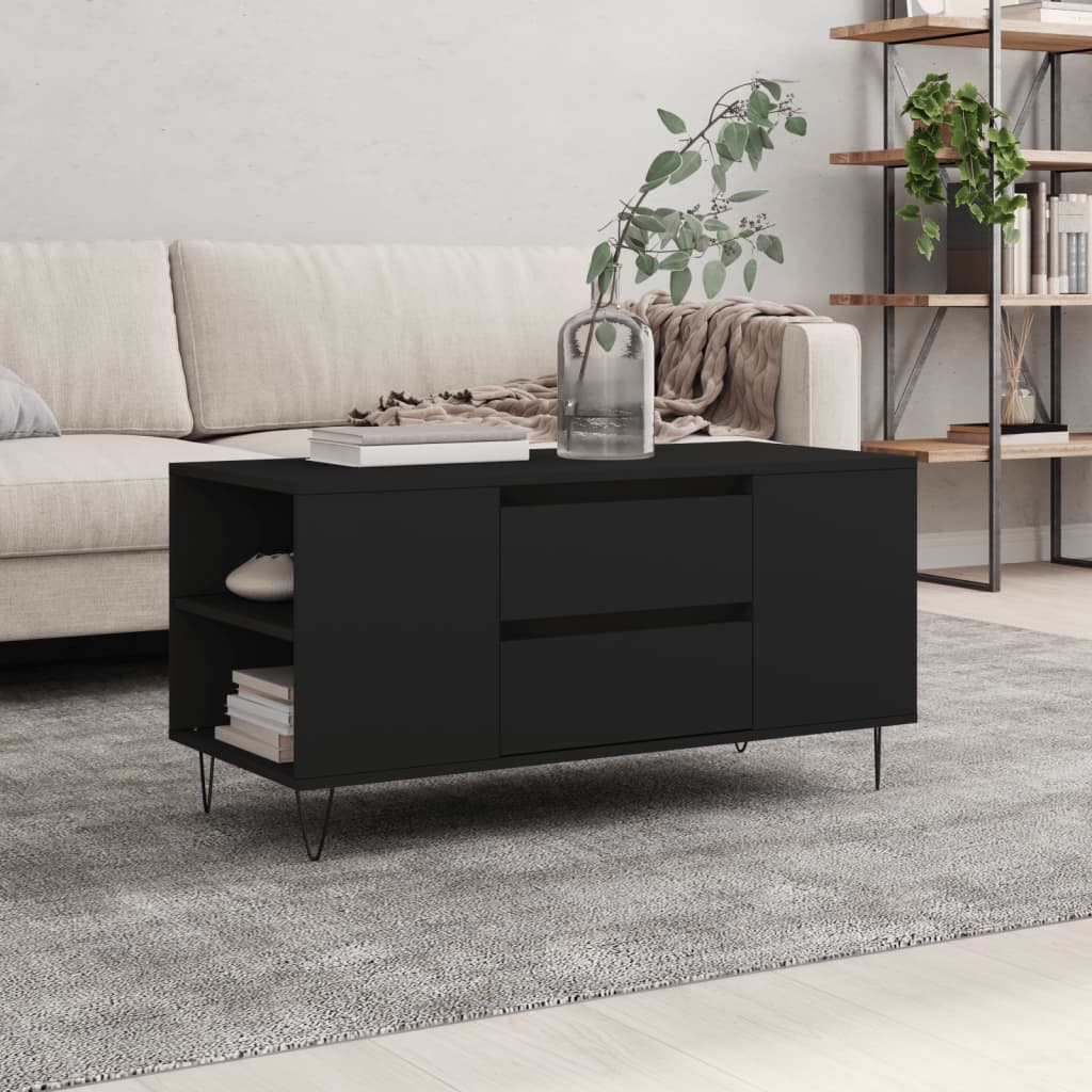 Table basse noir 102x44,5x50 cm bois d’ingénierie - Tables basses