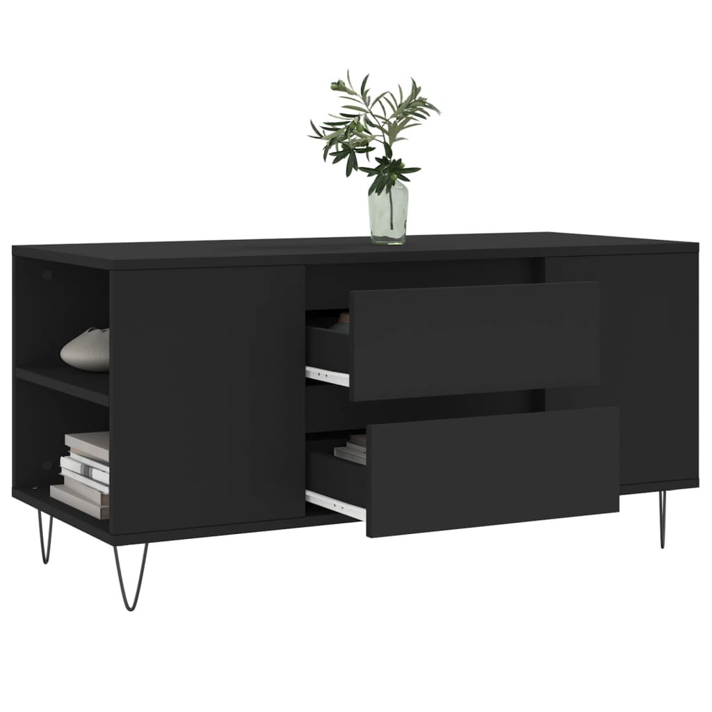 Table basse noir 102x44,5x50 cm bois d’ingénierie - Tables basses