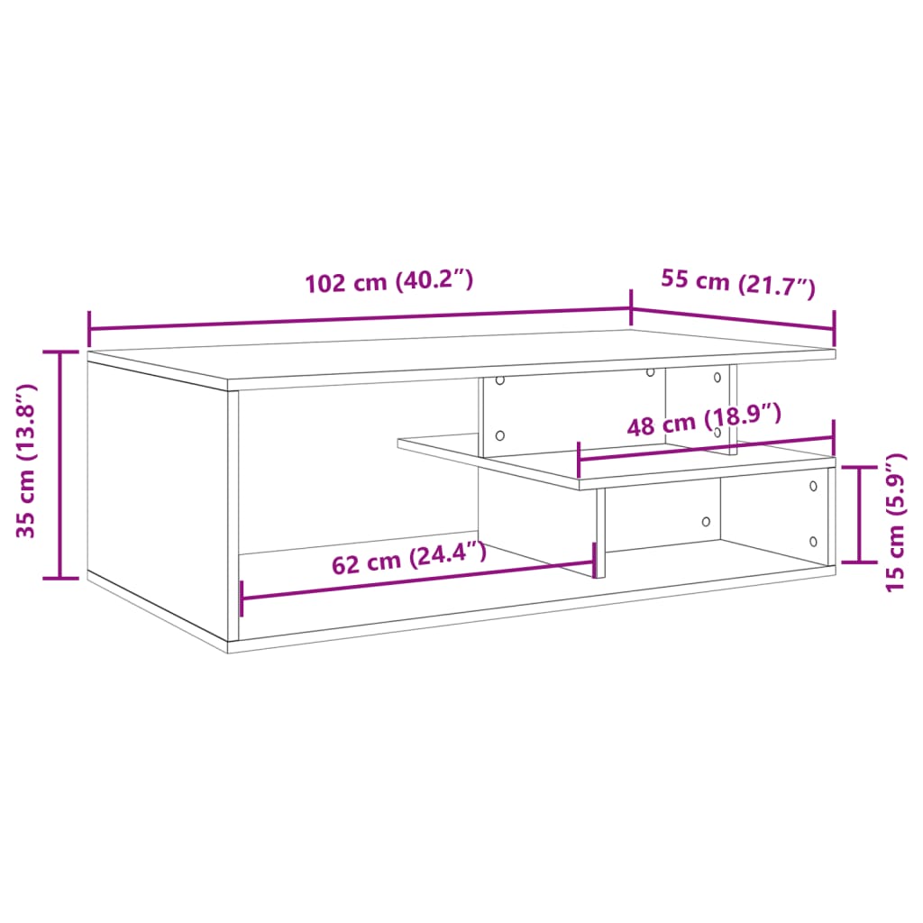 Table basse noir 102x55x35 cm bois d’ingénierie - Tables basses