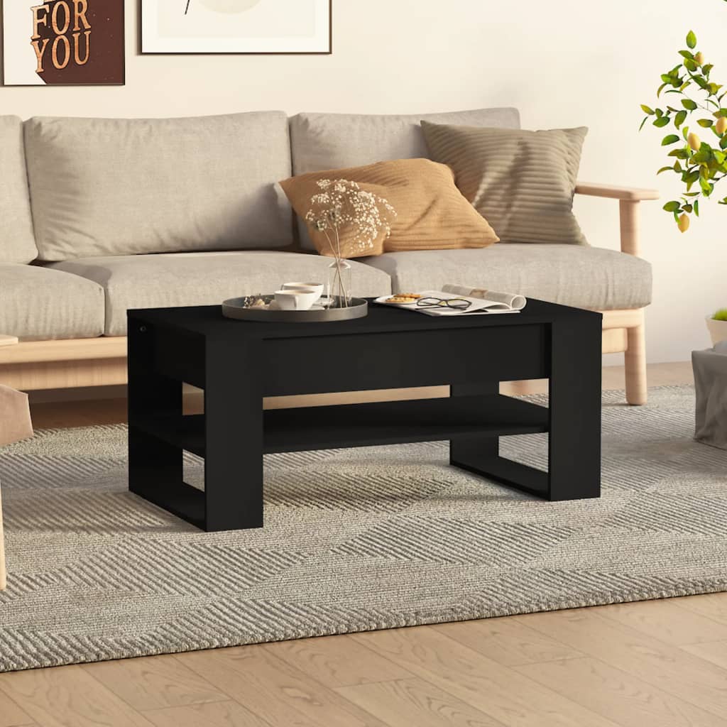 Table basse noir 102x55x45 cm bois d’ingénierie - Tables basses