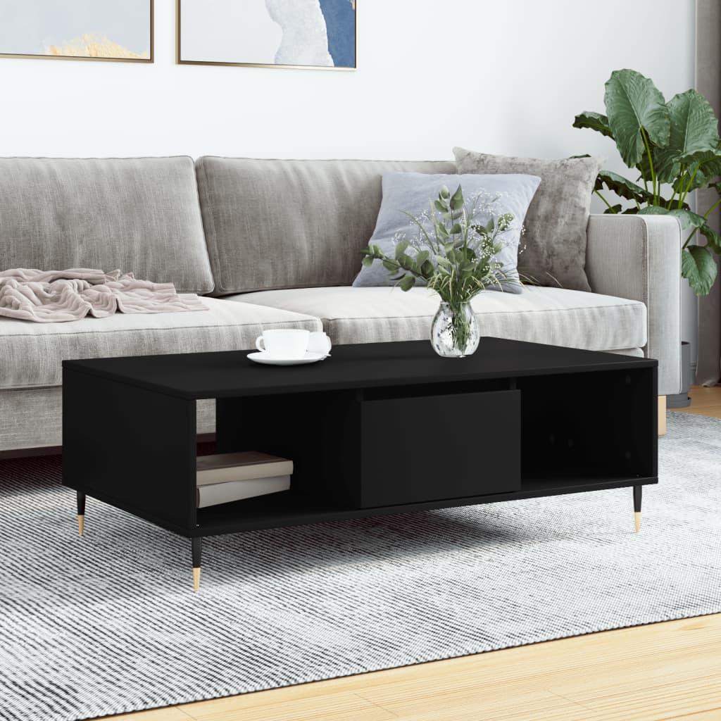 Table basse noir 104x60x35 cm bois d’ingénierie - Tables basses