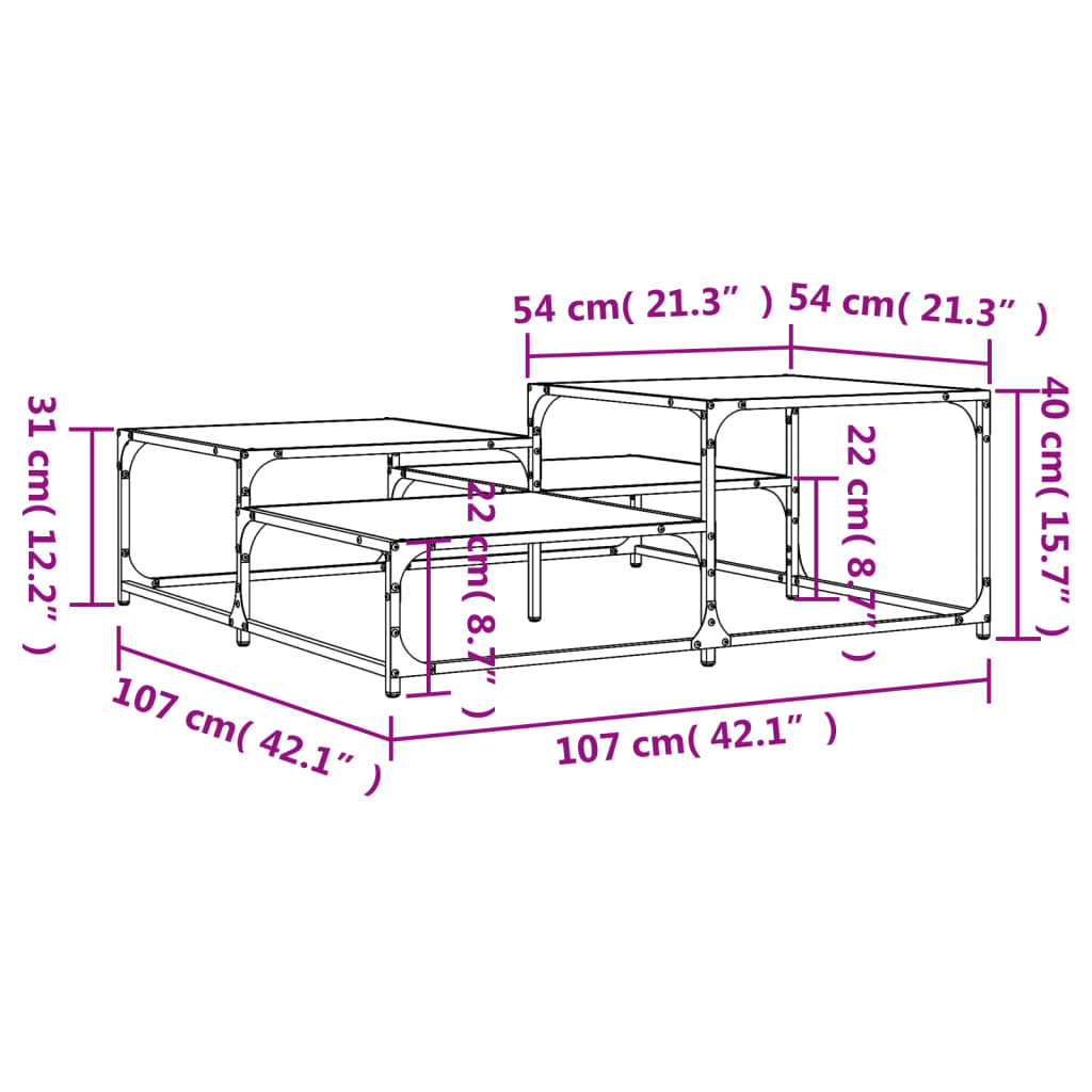 Table basse noir 107x107x40 cm bois d’ingénierie - Tables basses