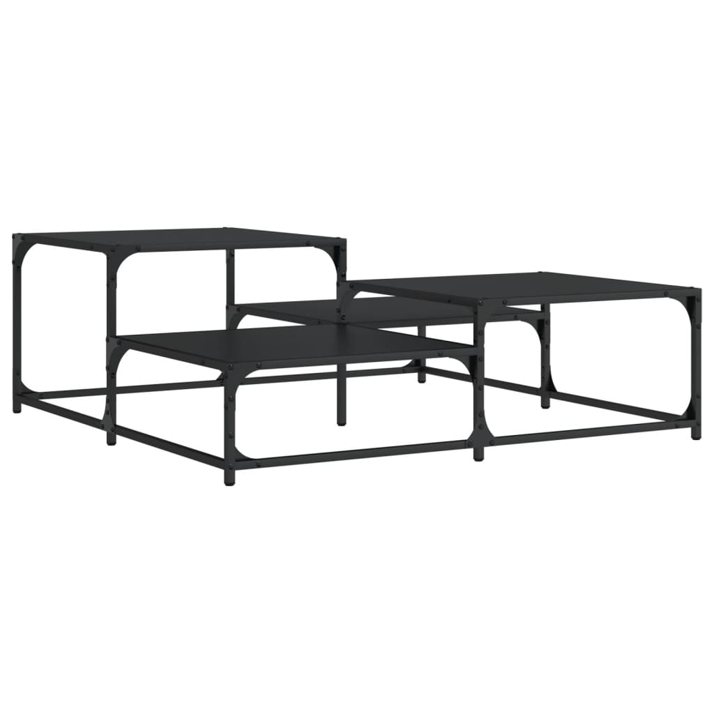 Table basse noir 107x107x40 cm bois d’ingénierie - Tables basses