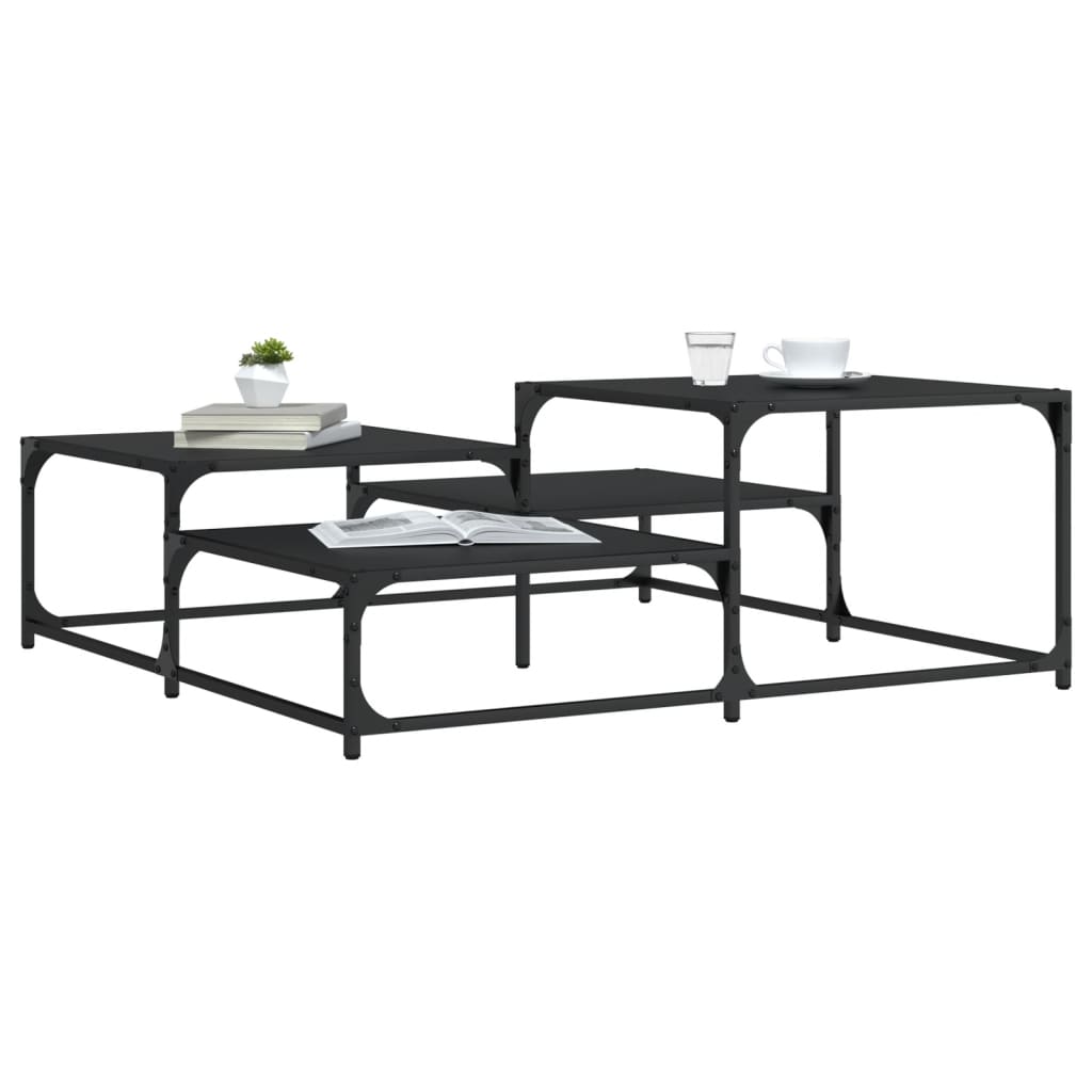 Table basse noir 107x107x40 cm bois d’ingénierie - Tables basses