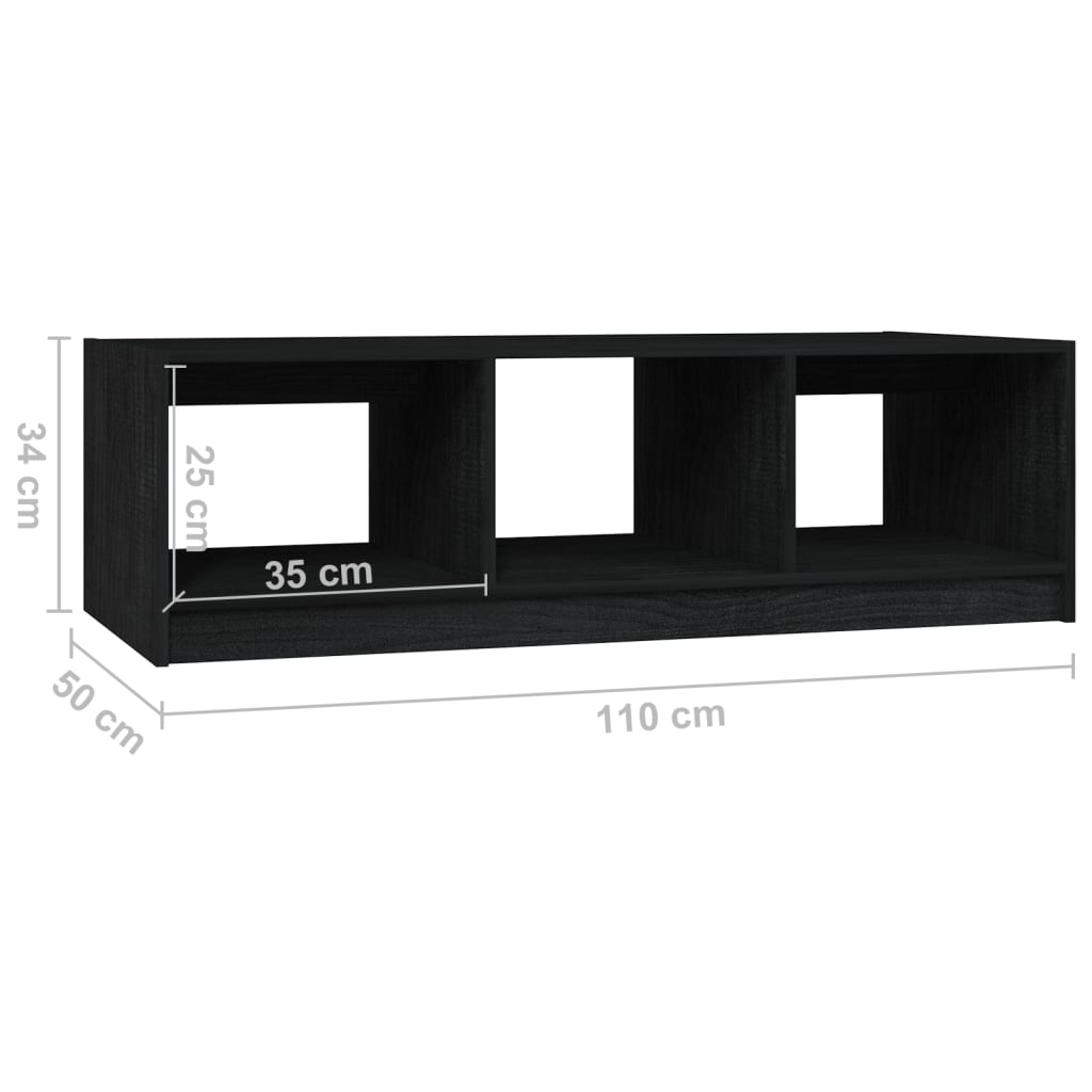 Table basse noir 110x50x34 cm bois de pin massif - Tables basses