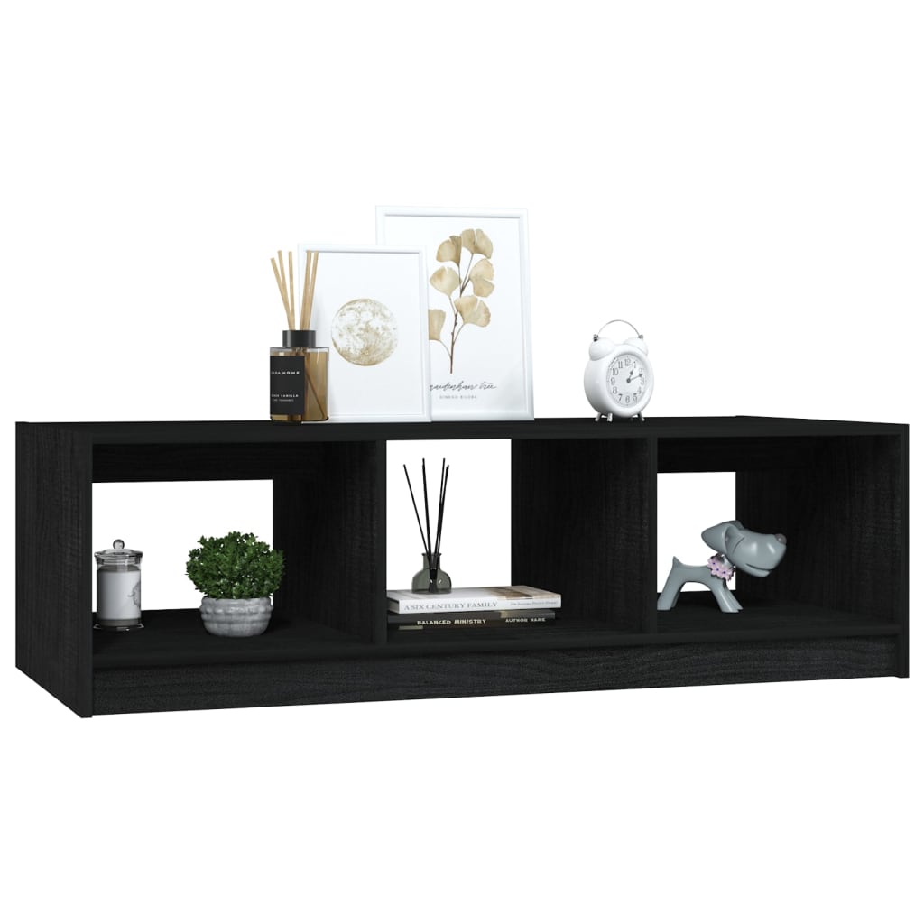 Table basse noir 110x50x34 cm bois de pin massif - Tables basses