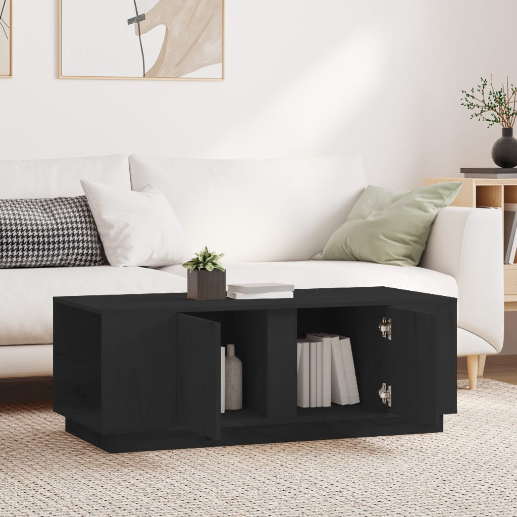 Table basse Noir 110x50x40 cm Bois massif de pin - Tables basses