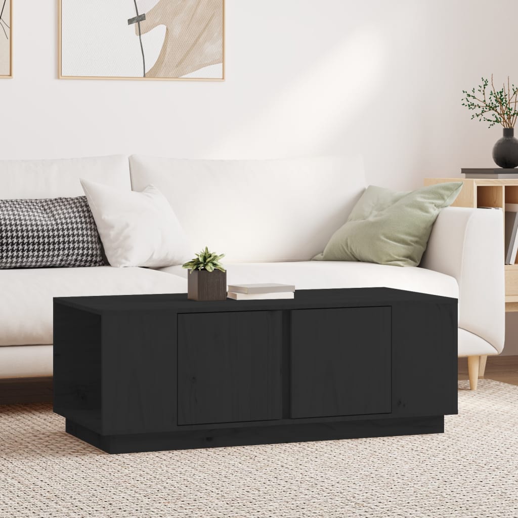 Table basse Noir 110x50x40 cm Bois massif de pin - Tables basses