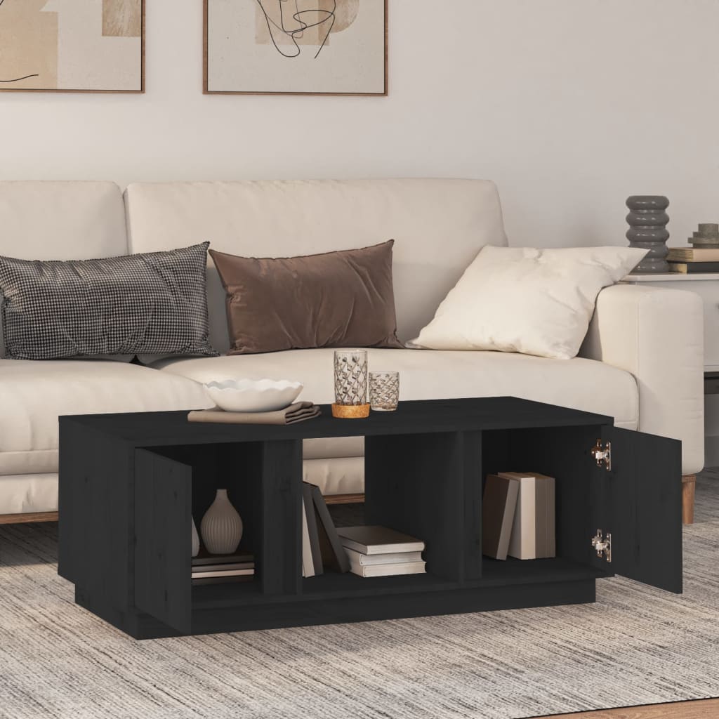 Table basse Noir 110x50x40 cm Bois massif de pin - Tables basses