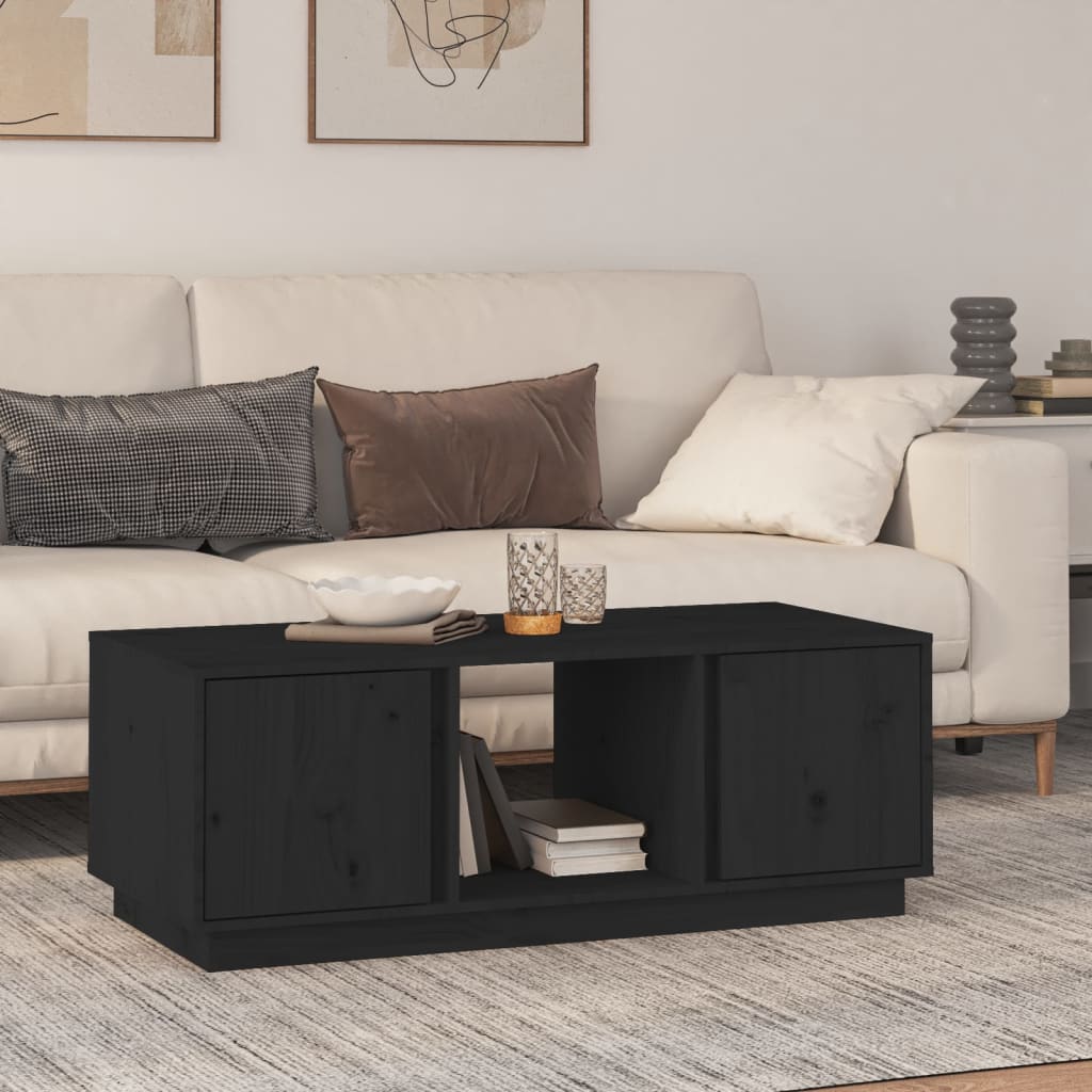 Table basse Noir 110x50x40 cm Bois massif de pin - Tables basses