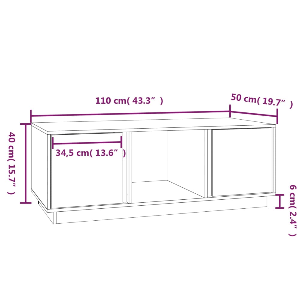 Table basse Noir 110x50x40 cm Bois massif de pin - Tables basses