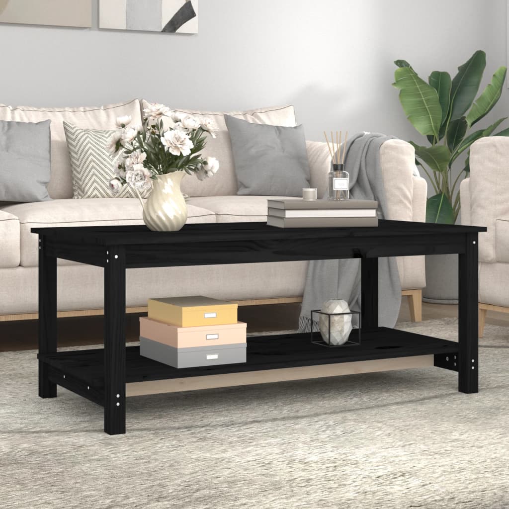 Table basse Noir 110x55x45 cm Bois massif de pin - Tables basses