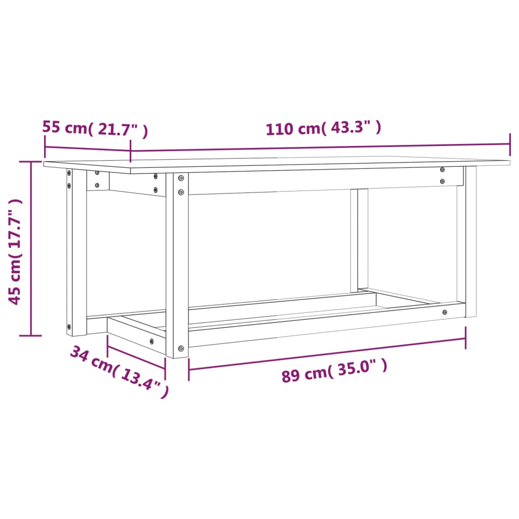 Table basse Noir 110x55x45 cm Bois massif de pin - Tables basses