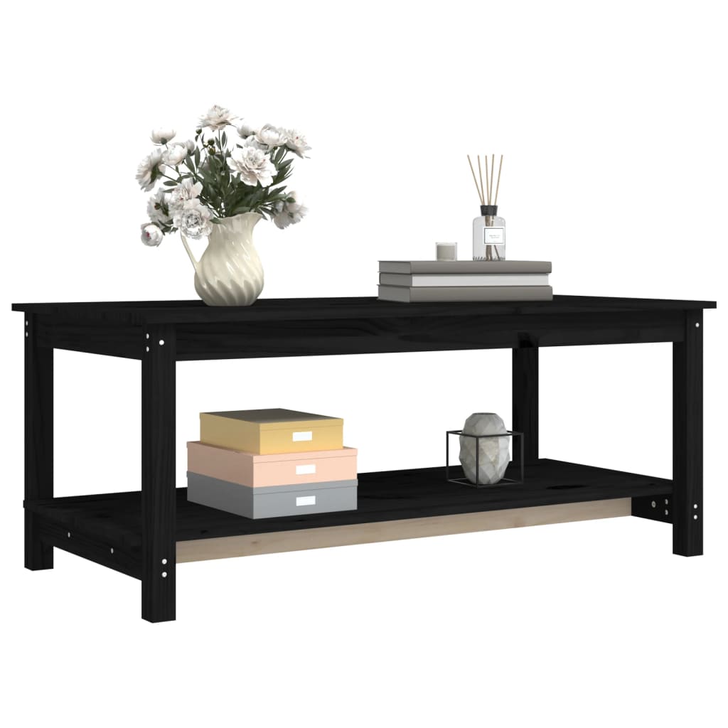 Table basse Noir 110x55x45 cm Bois massif de pin - Tables basses
