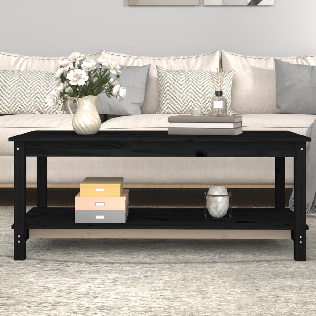Table basse Noir 110x55x45 cm Bois massif de pin - Tables basses