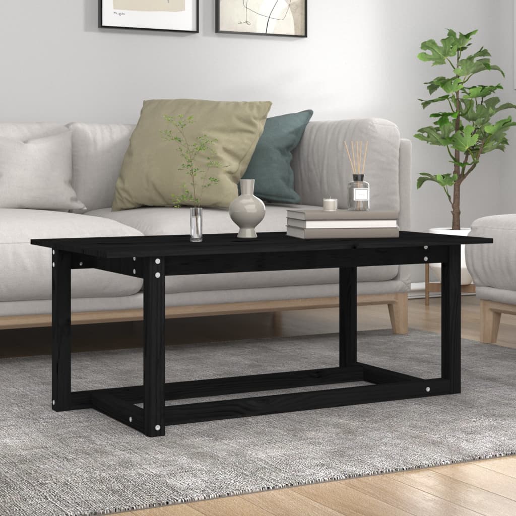 Table basse Noir 110x55x45 cm Bois massif de pin - Tables basses