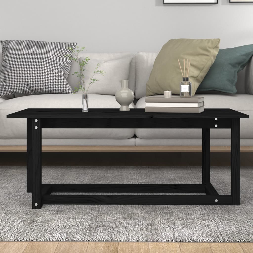 Table basse Noir 110x55x45 cm Bois massif de pin - Tables basses