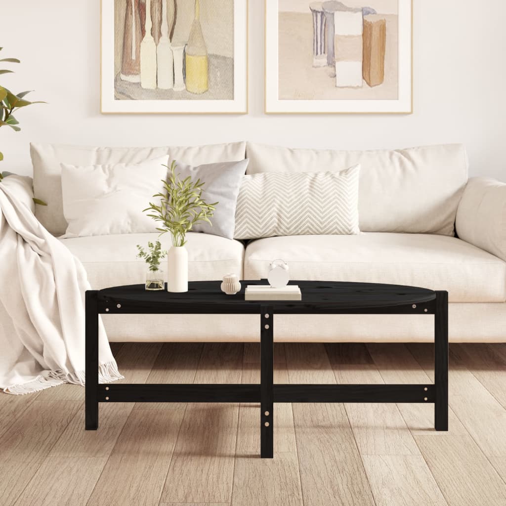 Table basse Noir 118x63x45 cm Bois massif de pin - Tables basses