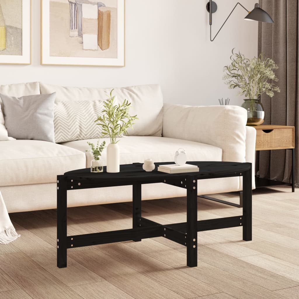 Table basse Noir 118x63x45 cm Bois massif de pin - Tables basses