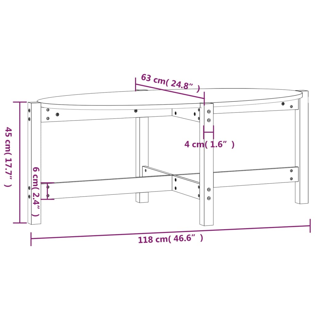 Table basse Noir 118x63x45 cm Bois massif de pin - Tables basses