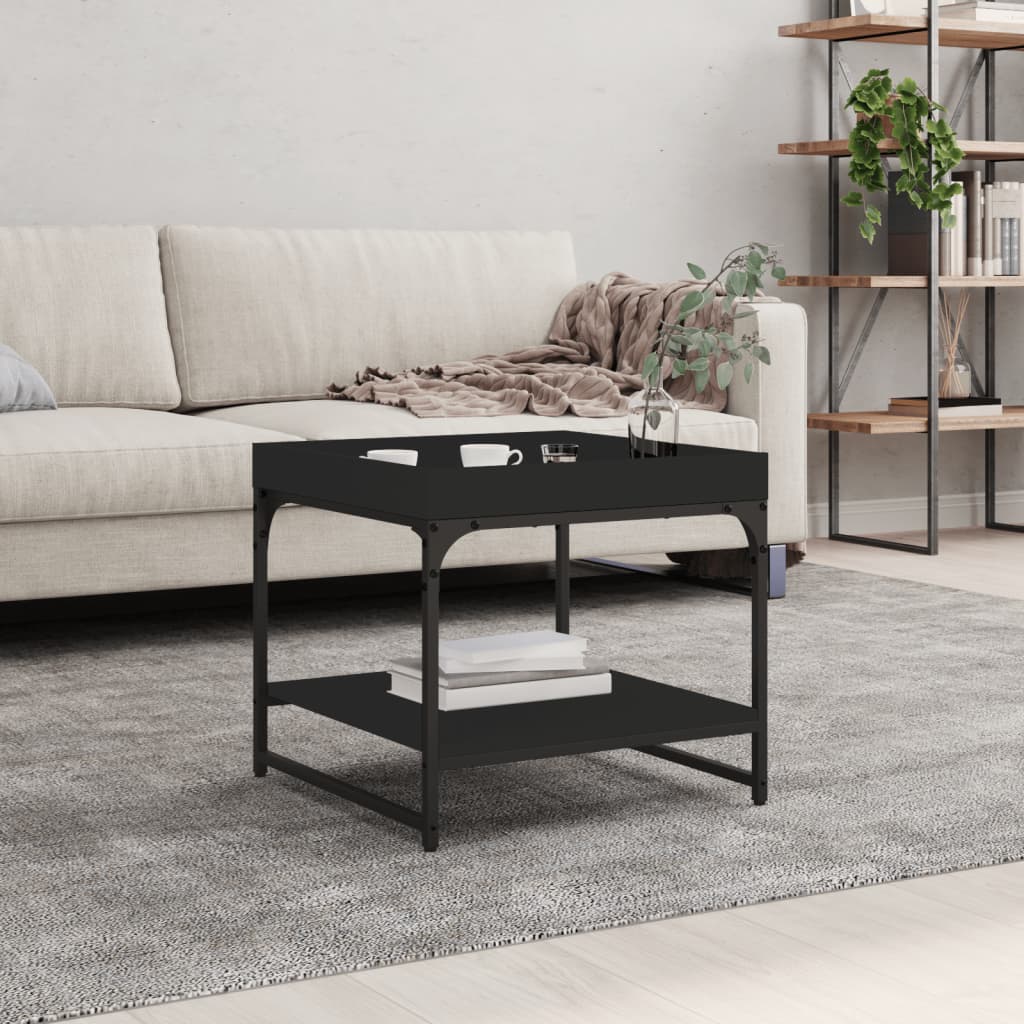 Table basse noir 49,5x49,5x45 cm bois d’ingénierie - Tables basses