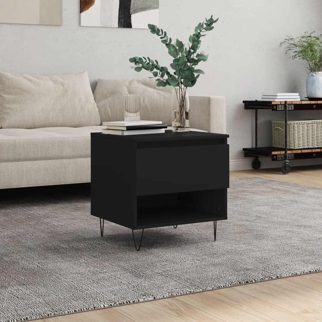 Table basse noir 50x46x50 cm bois d’ingénierie - Tables basses