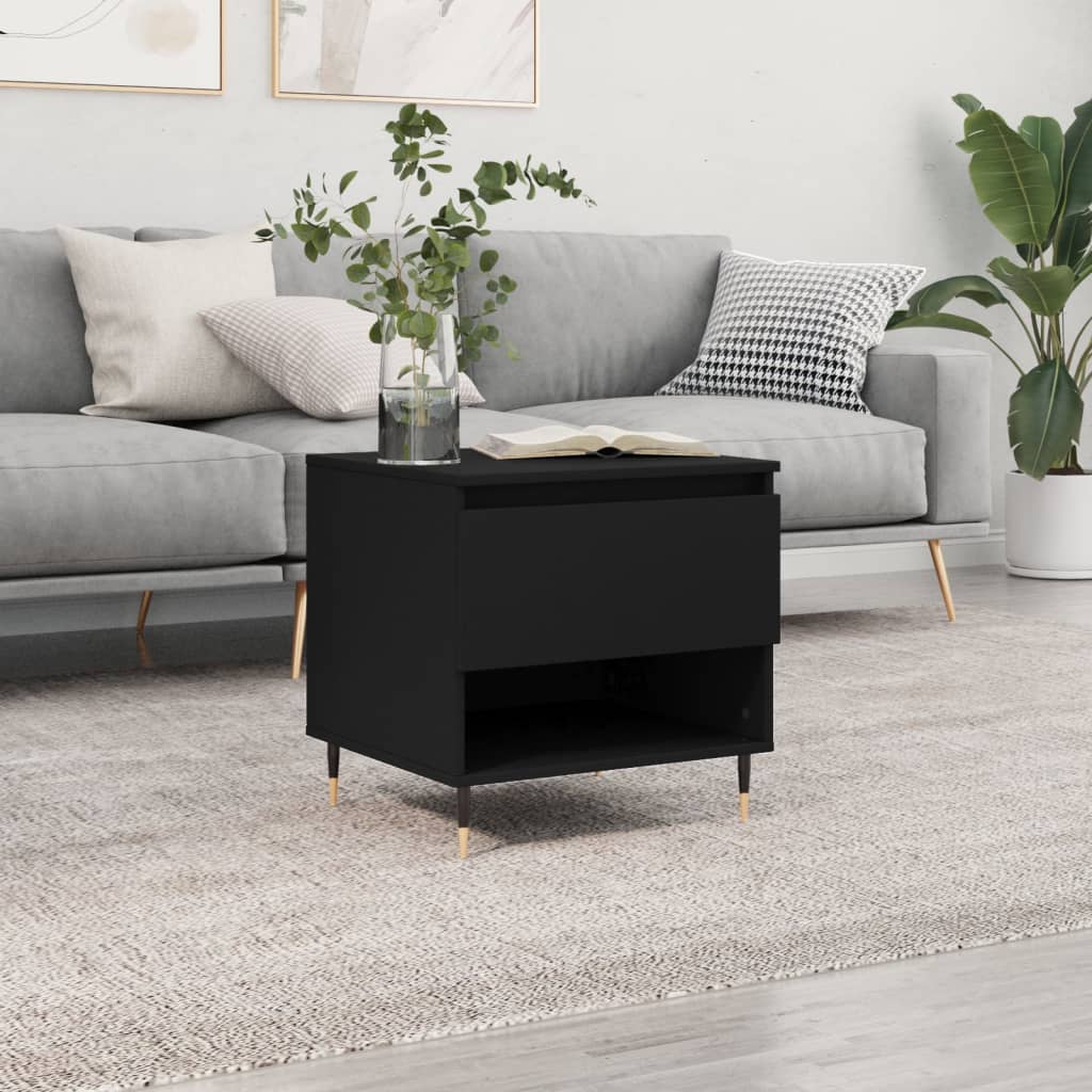 Table basse noir 50x46x50 cm bois d’ingénierie - Tables basses
