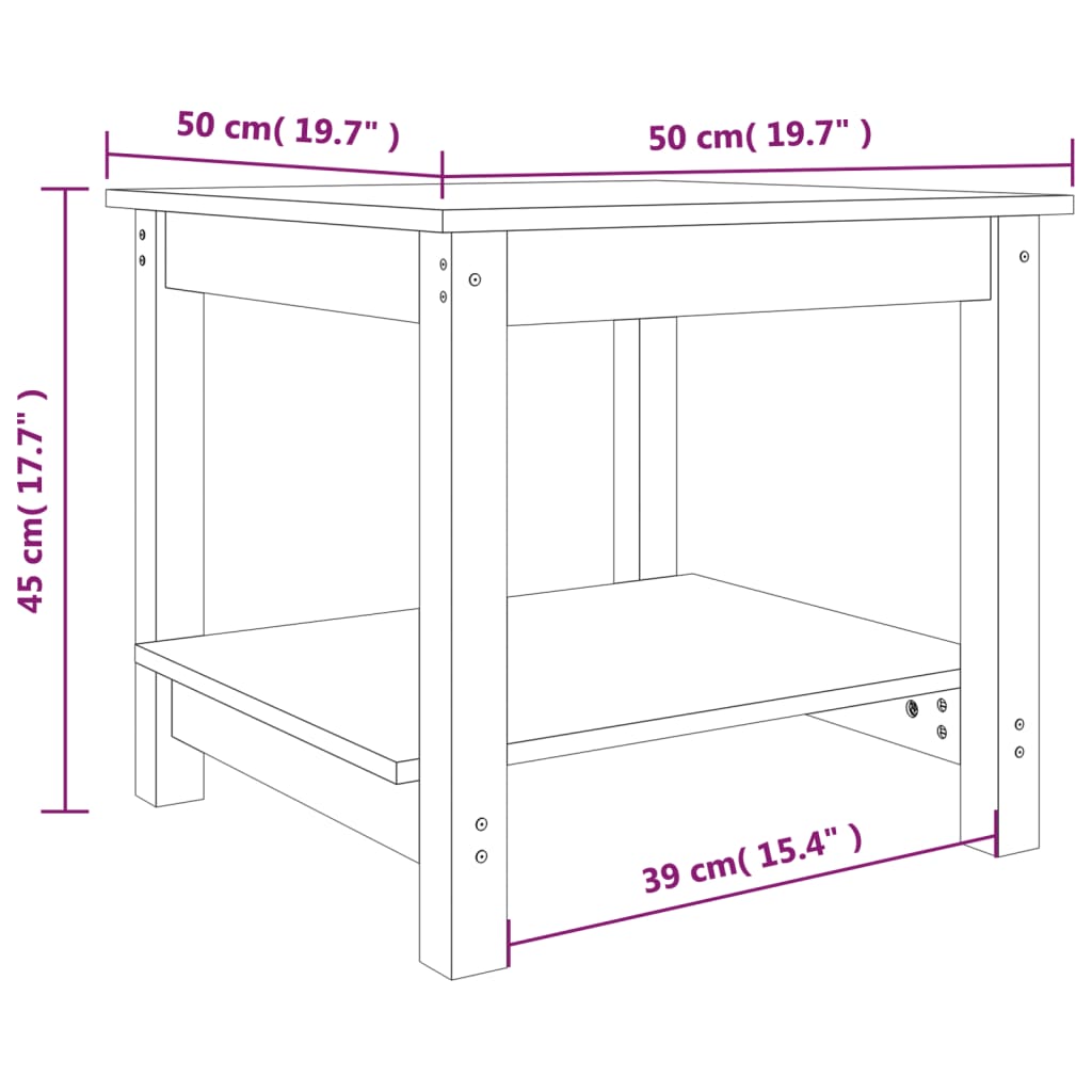 Table basse Noir 50x50x45 cm Bois massif de pin - Tables basses
