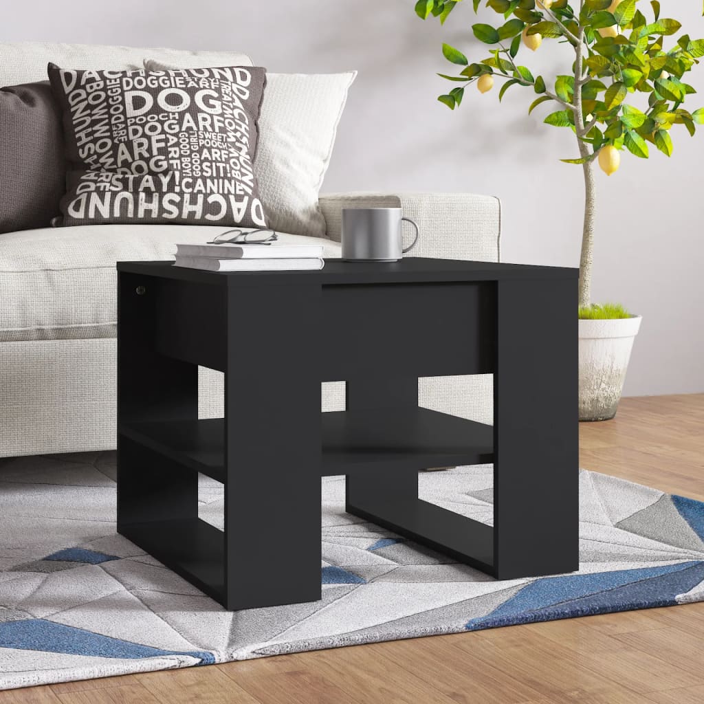 Table basse noir 55,5x55x45 cm bois d’ingénierie - Tables basses