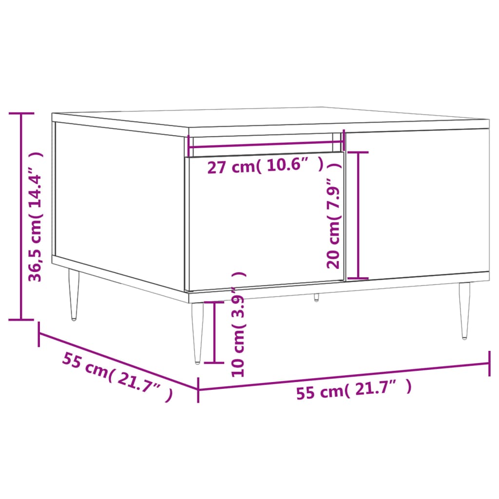 Table basse noir 55x55x36,5 cm bois d’ingénierie - Tables basses