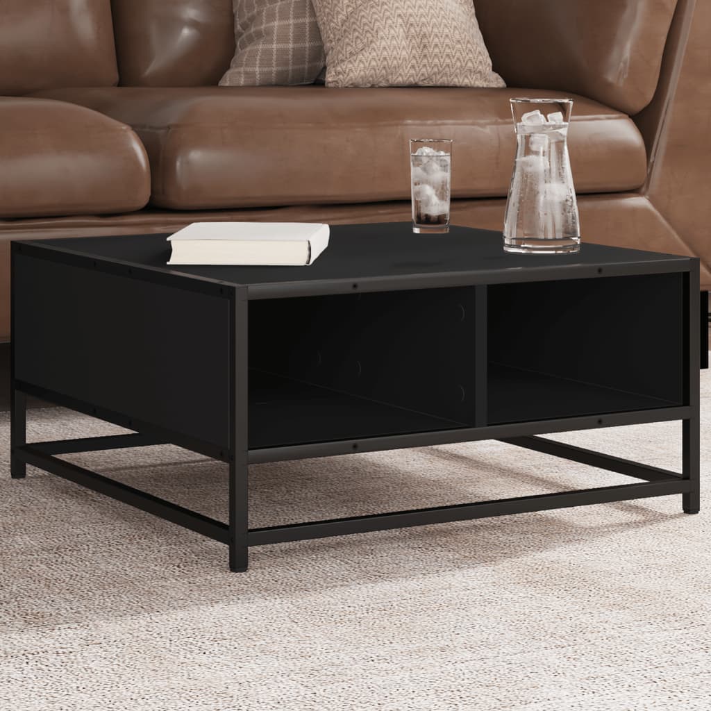 Table basse noir 60,5x60,5x30 cm bois d’ingénierie et métal - Tables basses