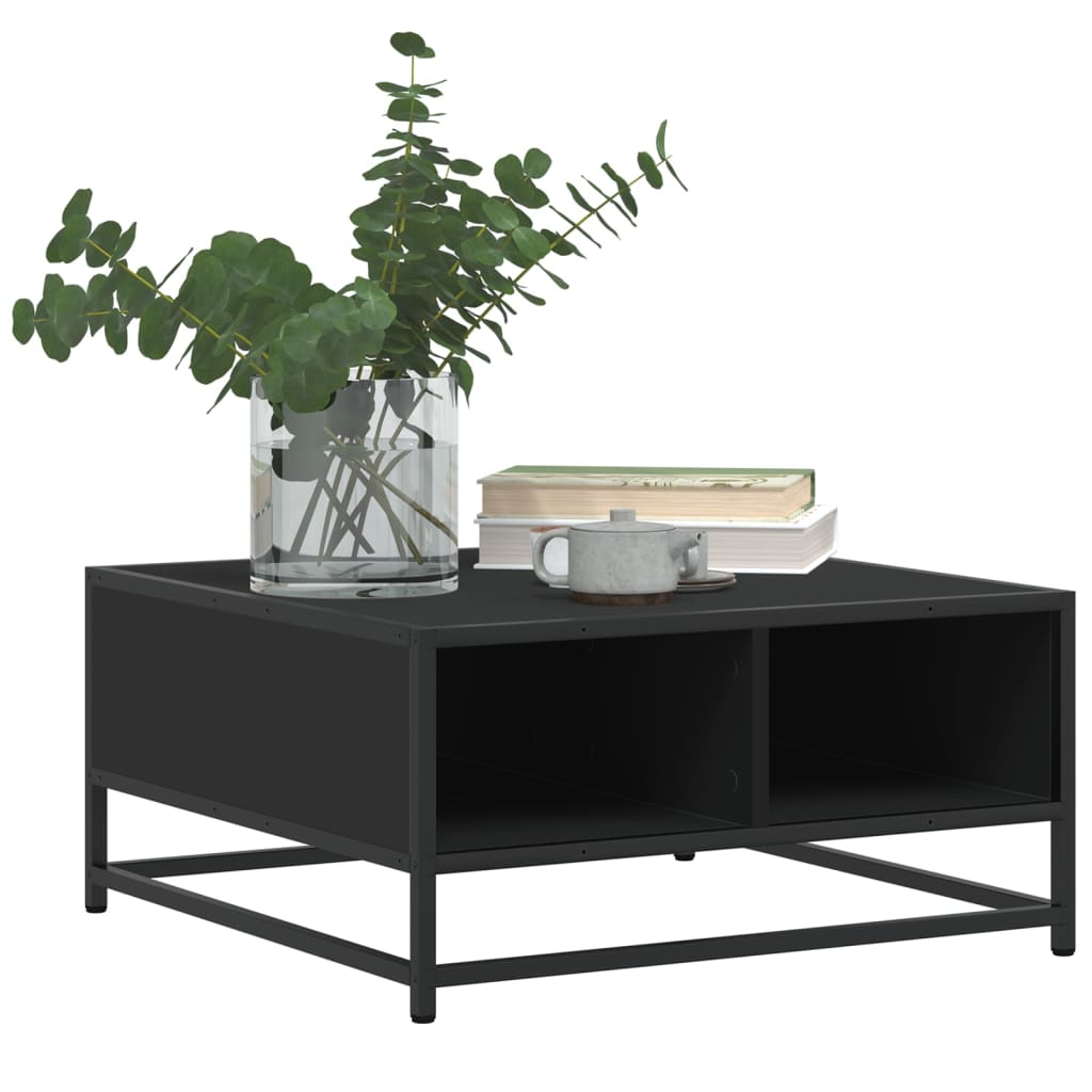 Table basse noir 60,5x60,5x30 cm bois d’ingénierie et métal - Tables basses