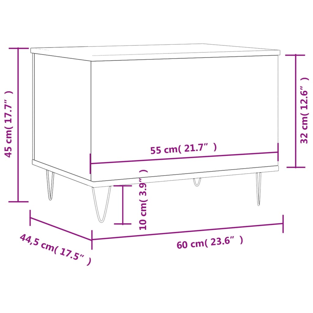 Table basse Noir 60x44,5x45 cm Bois d’ingénierie - Tables basses