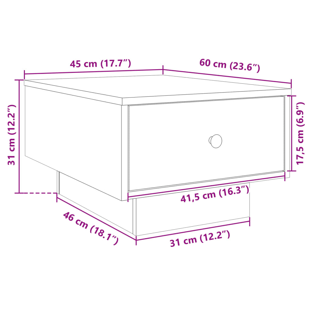 Table basse noir 60x45x31 cm bois d’ingénierie - Tables basses