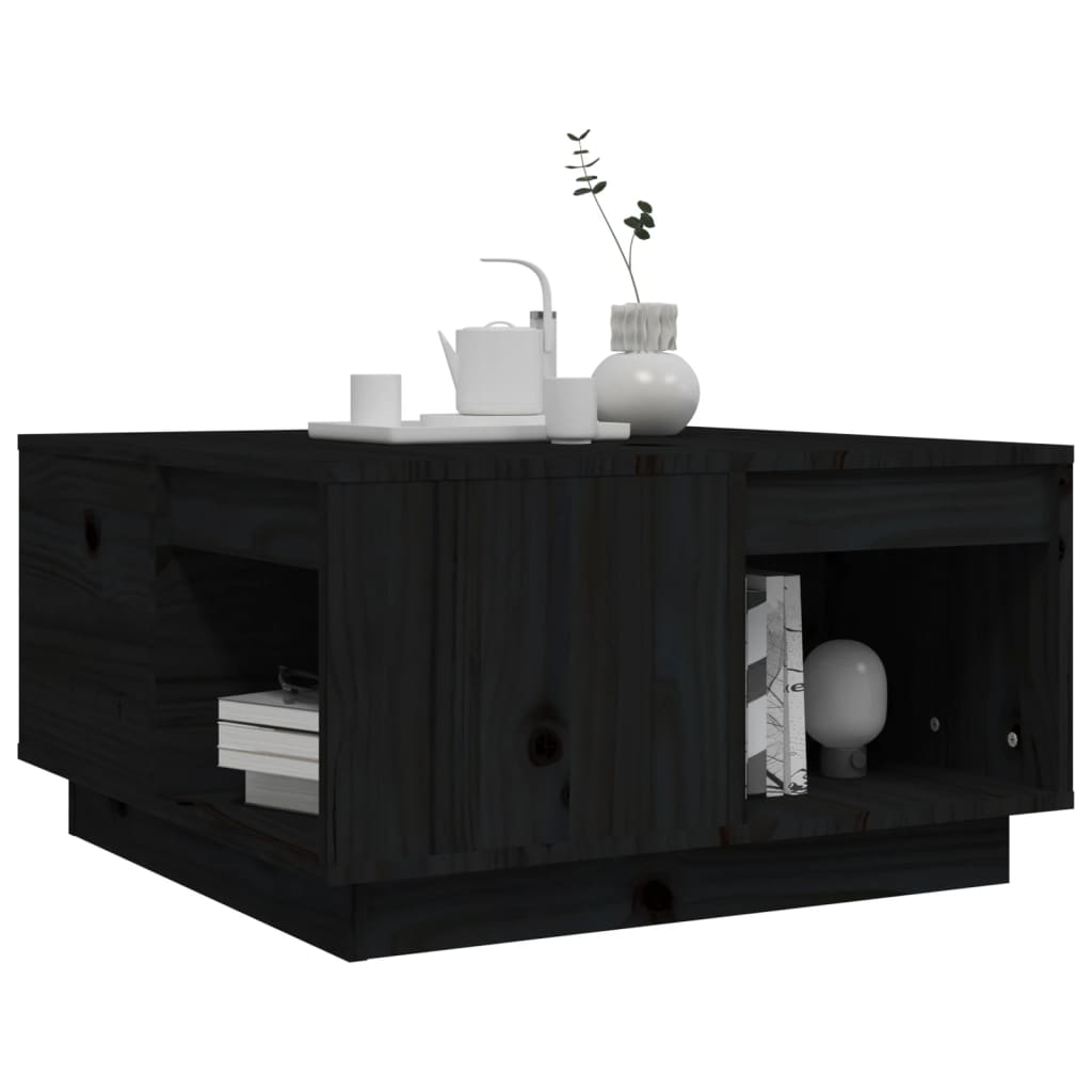 Table basse Noir 60x61x32,5 cm Bois massif de pin - Tables basses