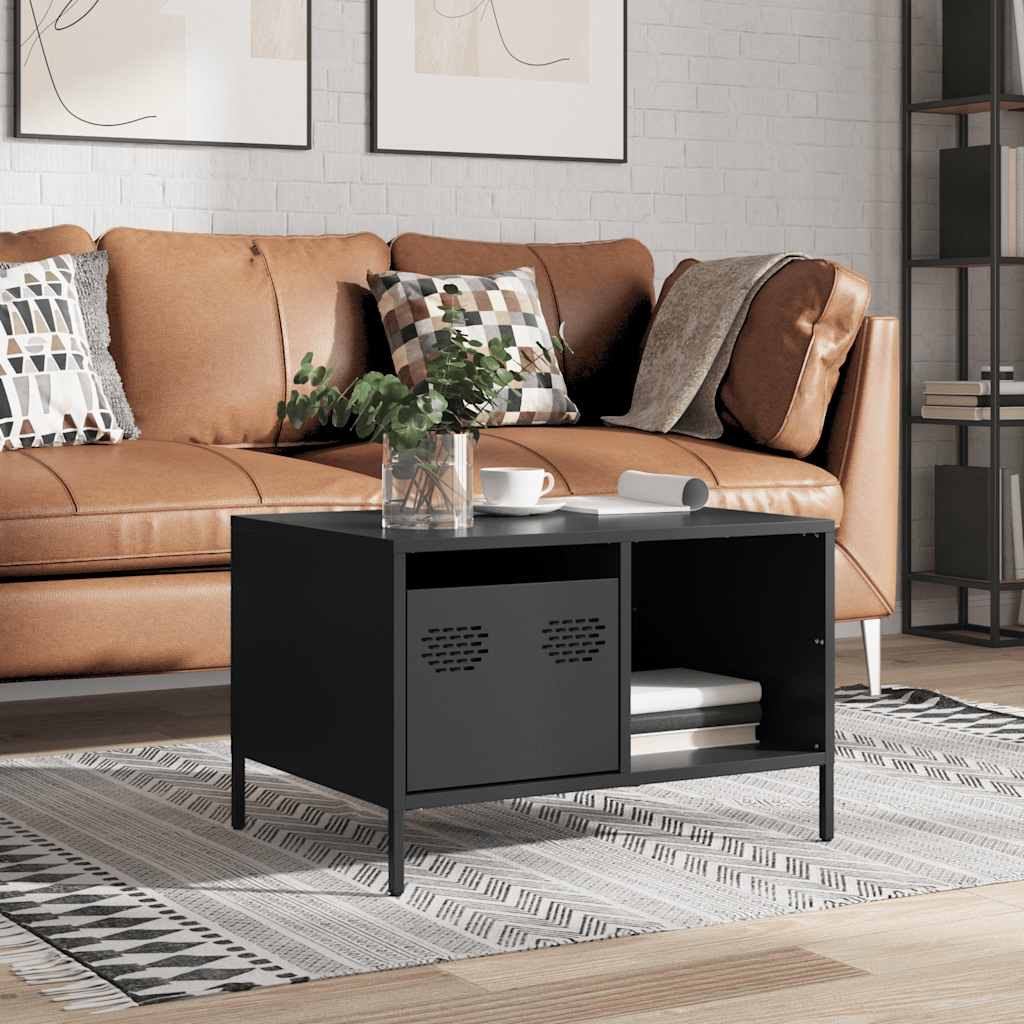 Table basse noir 68,5x50x43,5 cm acier laminé à froid - Tables basses