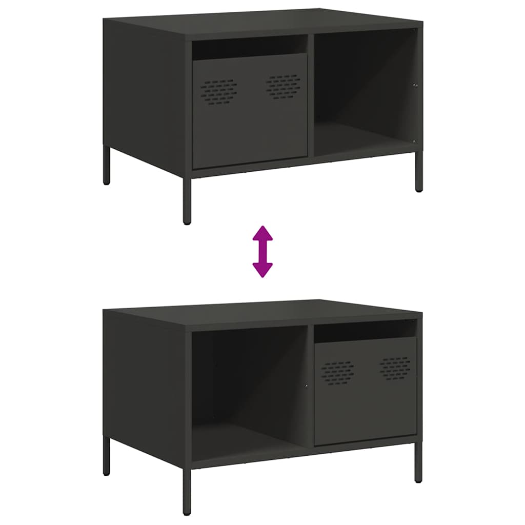 Table basse noir 68,5x50x43,5 cm acier laminé à froid - Tables basses