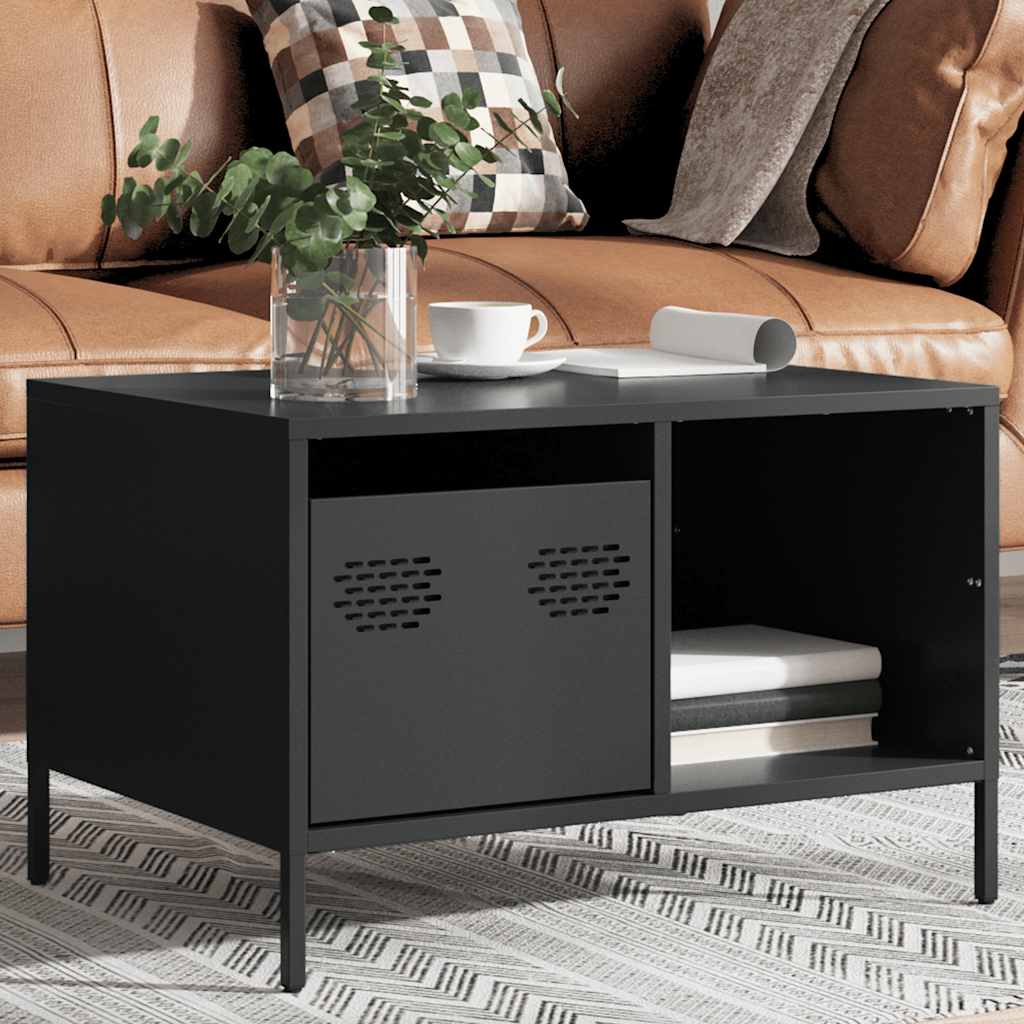 Table basse noir 68,5x50x43,5 cm acier laminé à froid - Tables basses