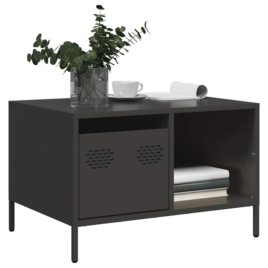 Table basse noir 68,5x50x43,5 cm acier laminé à froid - Tables basses