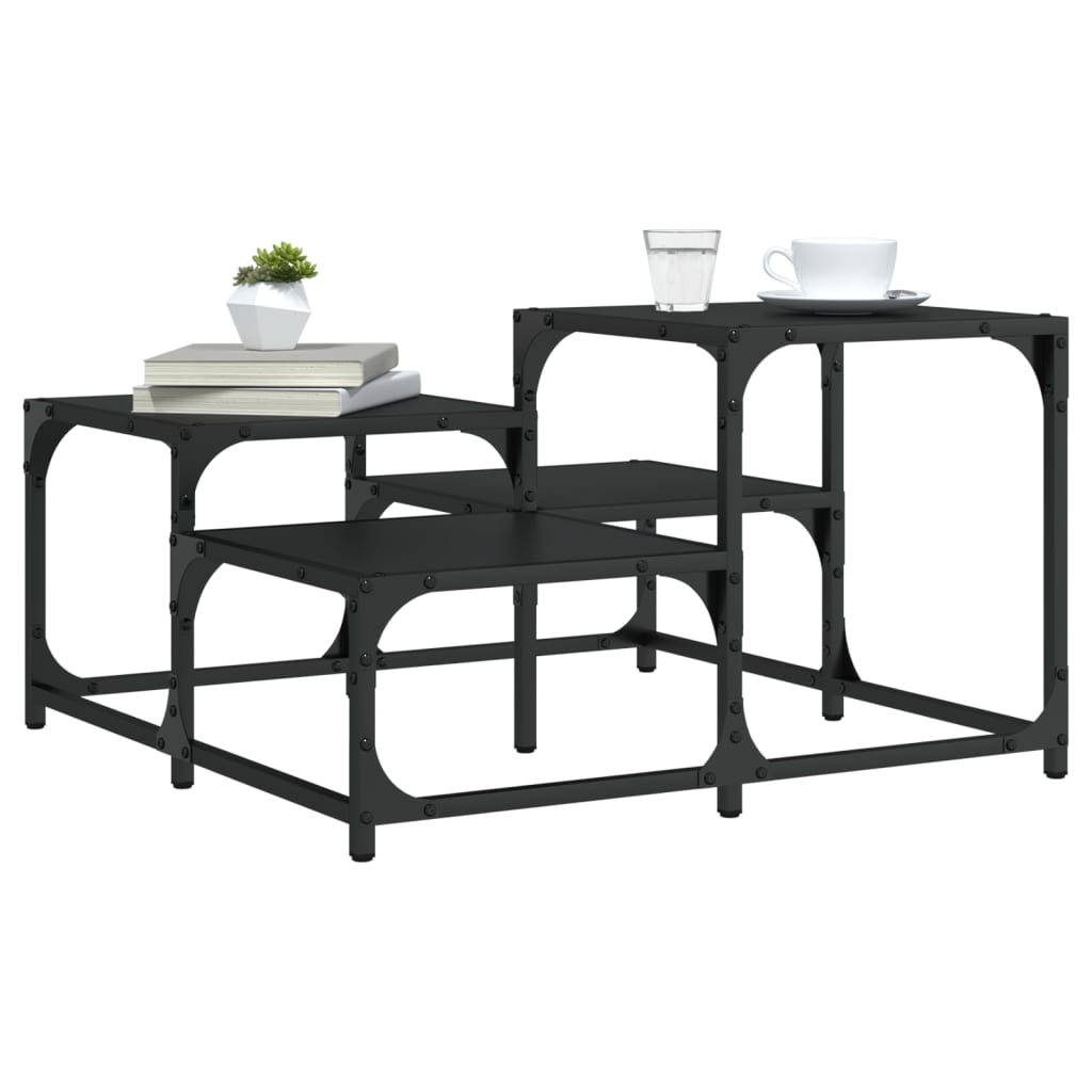 Table basse noir 68x68x40 cm bois d’ingénierie - Tables basses