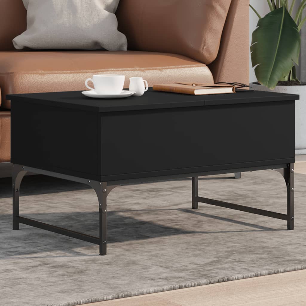 Table basse noir 70x50x40 cm bois d’ingénierie et métal - Tables basses